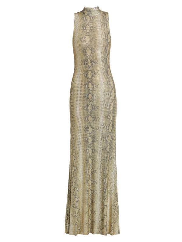Ronny Kobo Morrell Python Crystal Maxi Dress 6