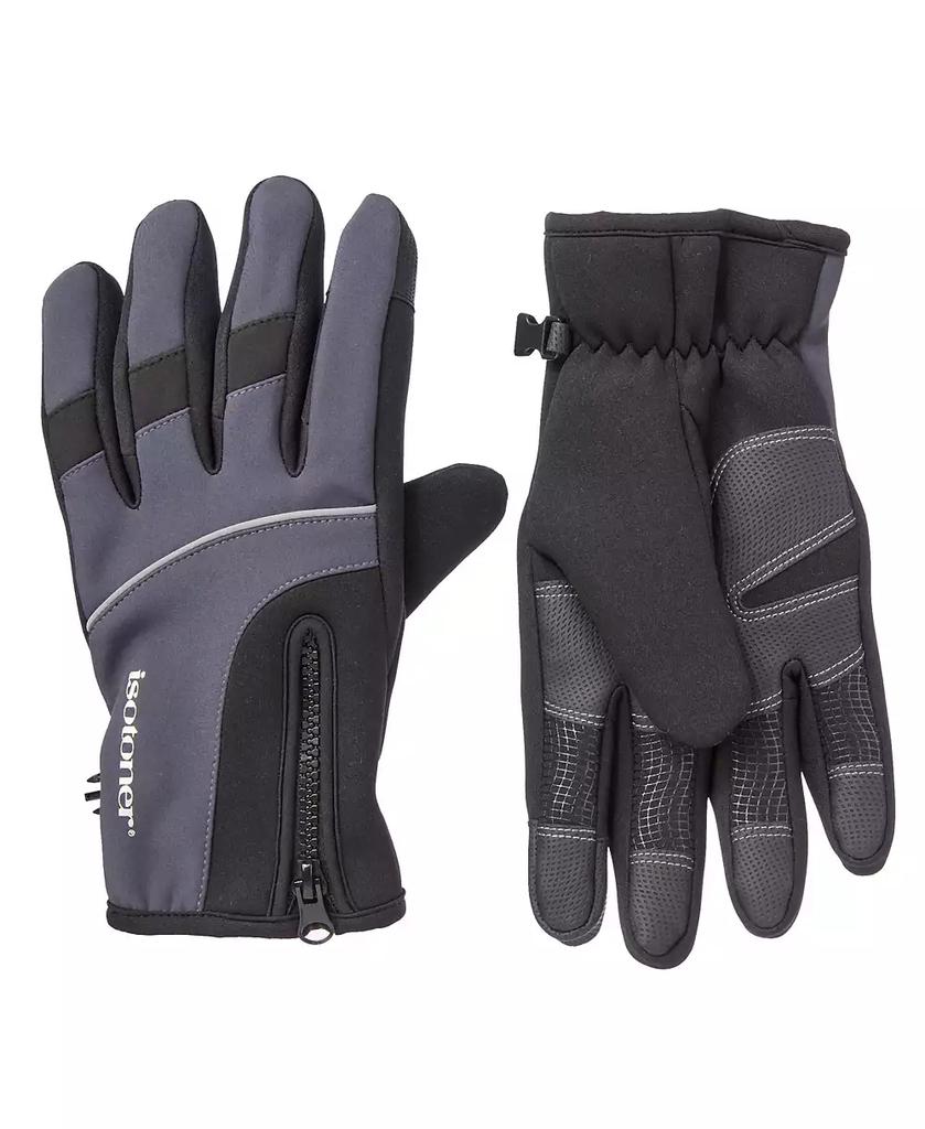 Isotoner Signature Men's Water Repellent Neoprene Sport Gloves with Zipper