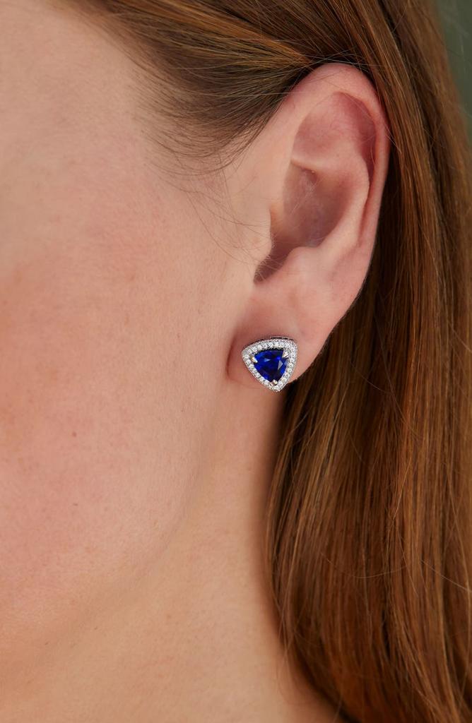 Savvy Cie Jewels Sterling Silver Triangular Cubic Zirconia Stud Earrings