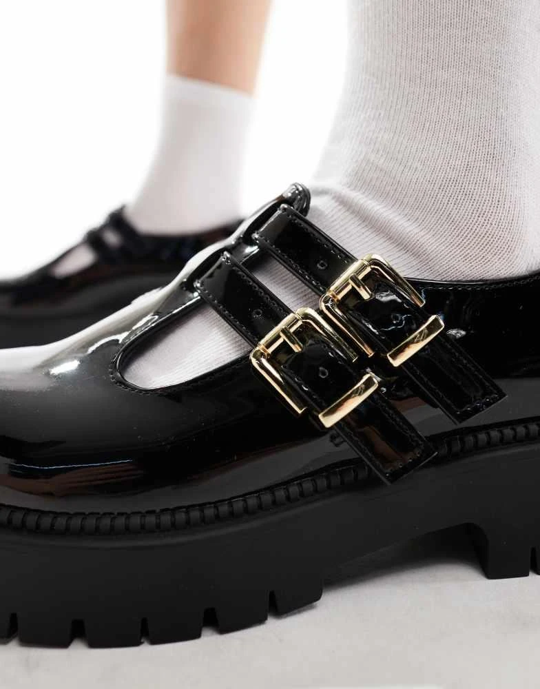 Schuh schuh Wide Fit Lucette T-bar mary janes in patent black leather 3