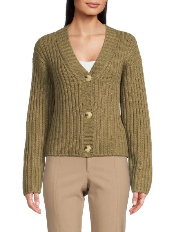Vince Chunky Wool & Cashmere Ribbed Cardigan 1
