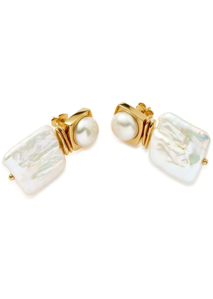 Missoma Square Pearl Statement stud earrings 4