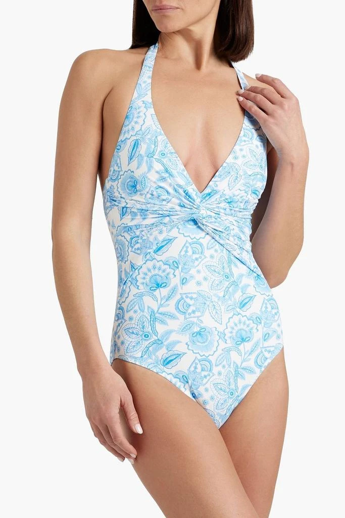 MELISSA ODABASH Zanzibar twisted printed halterneck swimsuit 2