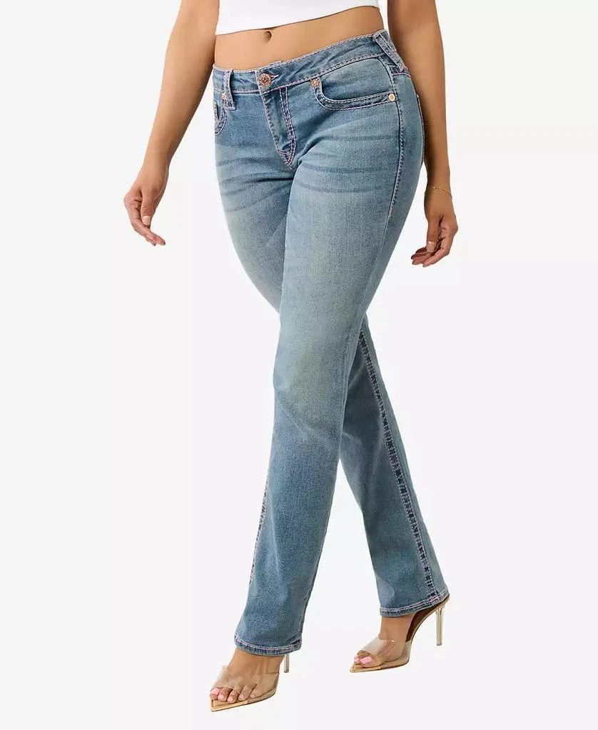 True Religion Women's Billie Mid Rise Straight Big T Jeans 3