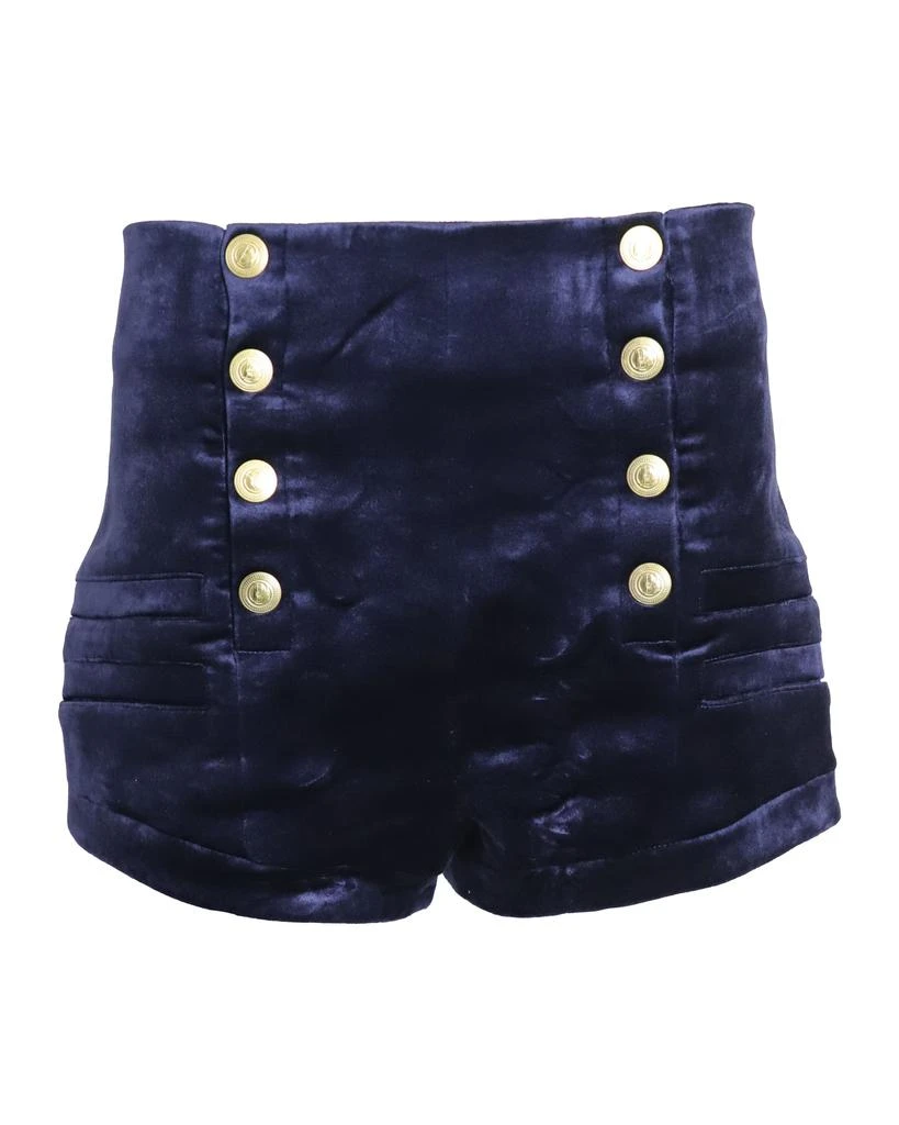 PIERRE BALMAIN Military Blazer and Shorts Set in Blue Velvet 6