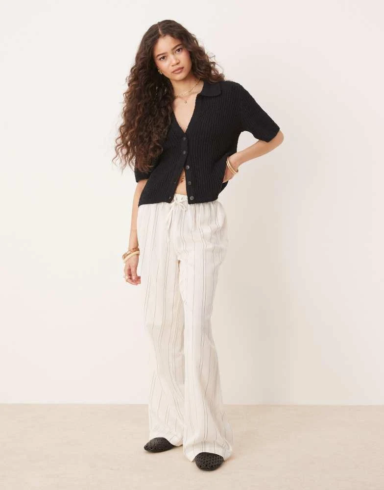 Abercrombie Fitch short sleeve crochet cardigan in black – On