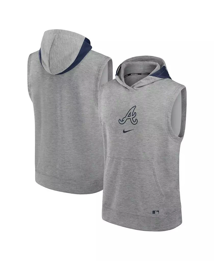 NIKE Men's Heather Gray Atlanta Braves Authentic Collection Early Work Performance Sleeveless Pullover Hoodie 1