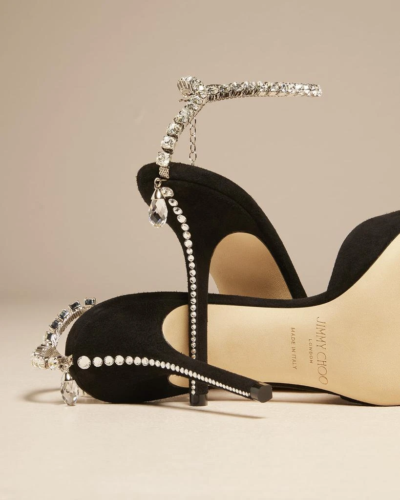 Jimmy Choo Saeda Suede Crystal Ankle-Strap Sandals 6