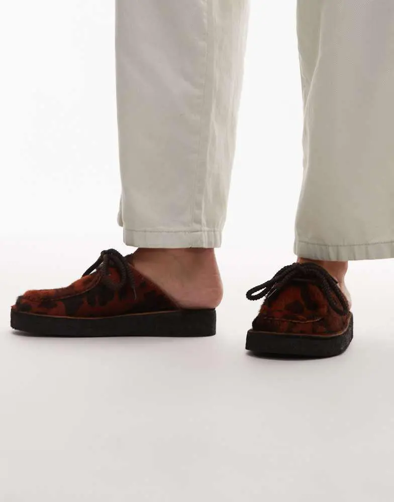 Shop Clarks Originals Desert Nomad Mule in brown cow print  display picture 2