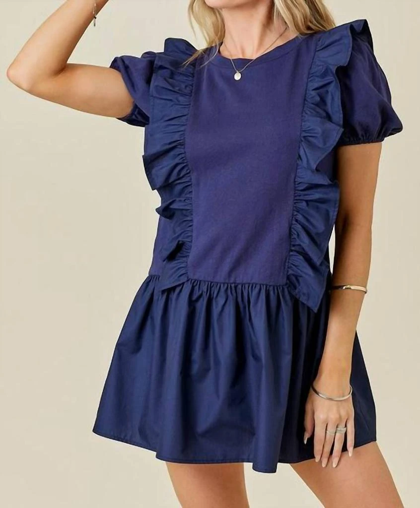 day and moon blue dress Seersucker Popover Dress SNAP-Something New And Pretty
