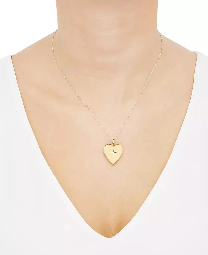 Italian Gold Diamond Accent Heart Locket 18" Pendant Necklace in 10k Gold 2