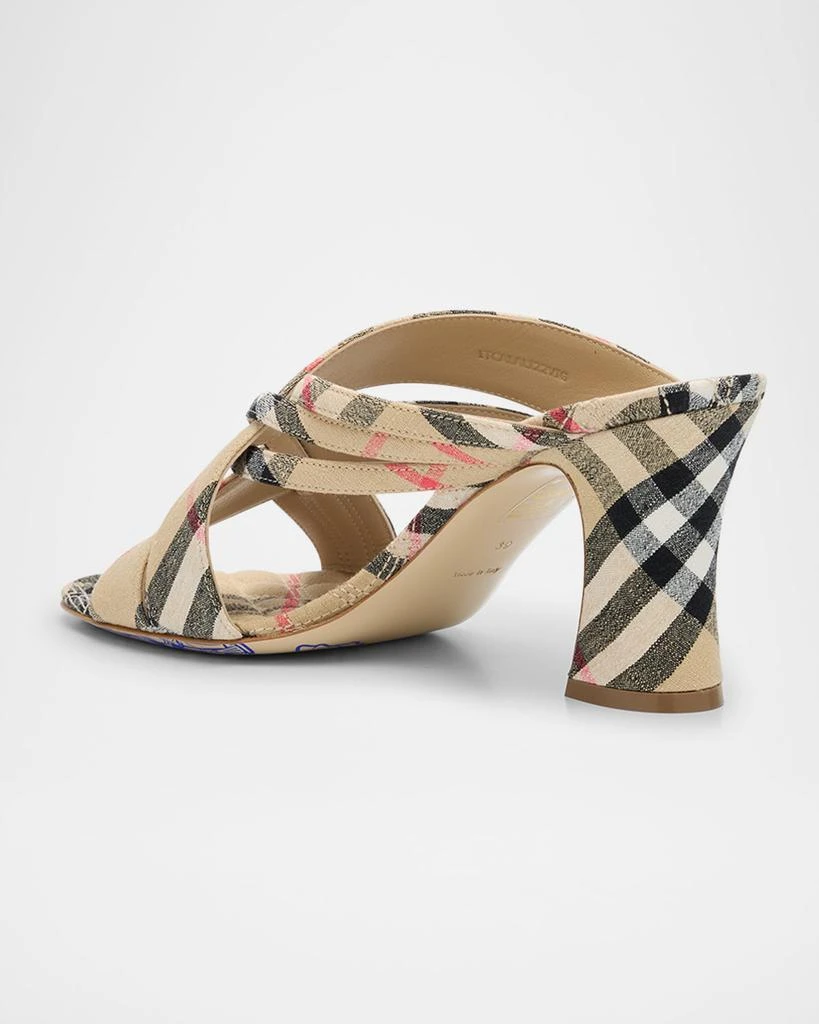 Burberry Sloanne Woven Linen Block-Heel Sandals 4