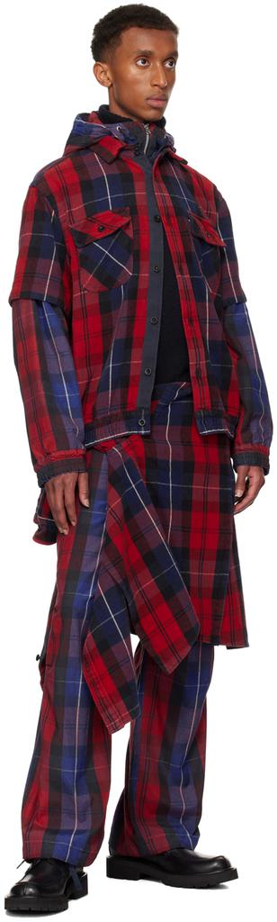 Sacai SSENSE Exclusive Red Plaid Hoodie - Hoodies