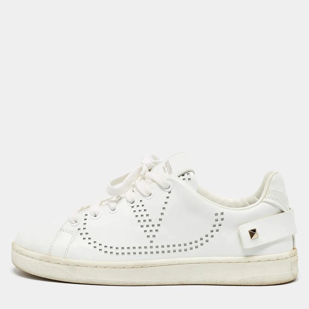 Valentino Valentino White Leather and Feather Backnet Sneakers Size 35.5 1