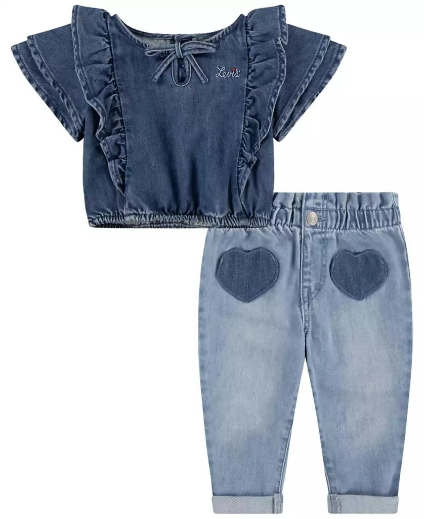 Levi's Baby Girls Denim Top and Heart Pants, 2-Piece Set 1