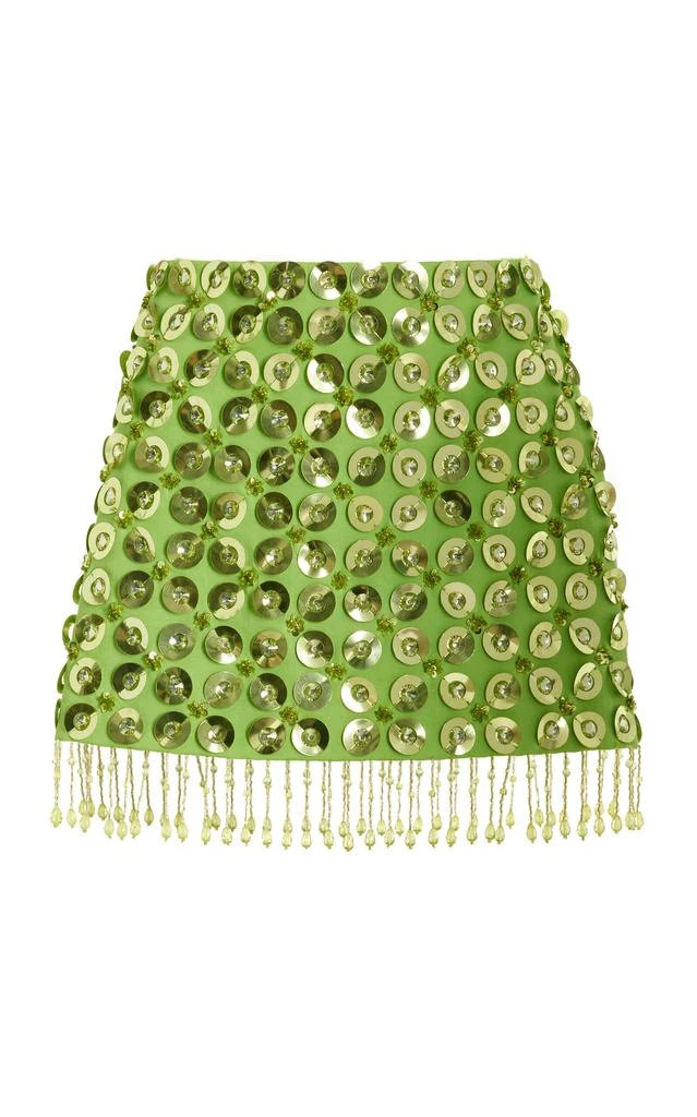 DES_PHEMMES DES_PHEMMES - Exclusive Embellished Cotton Mini Skirt - Green - IT 44 - Moda Operandi 1