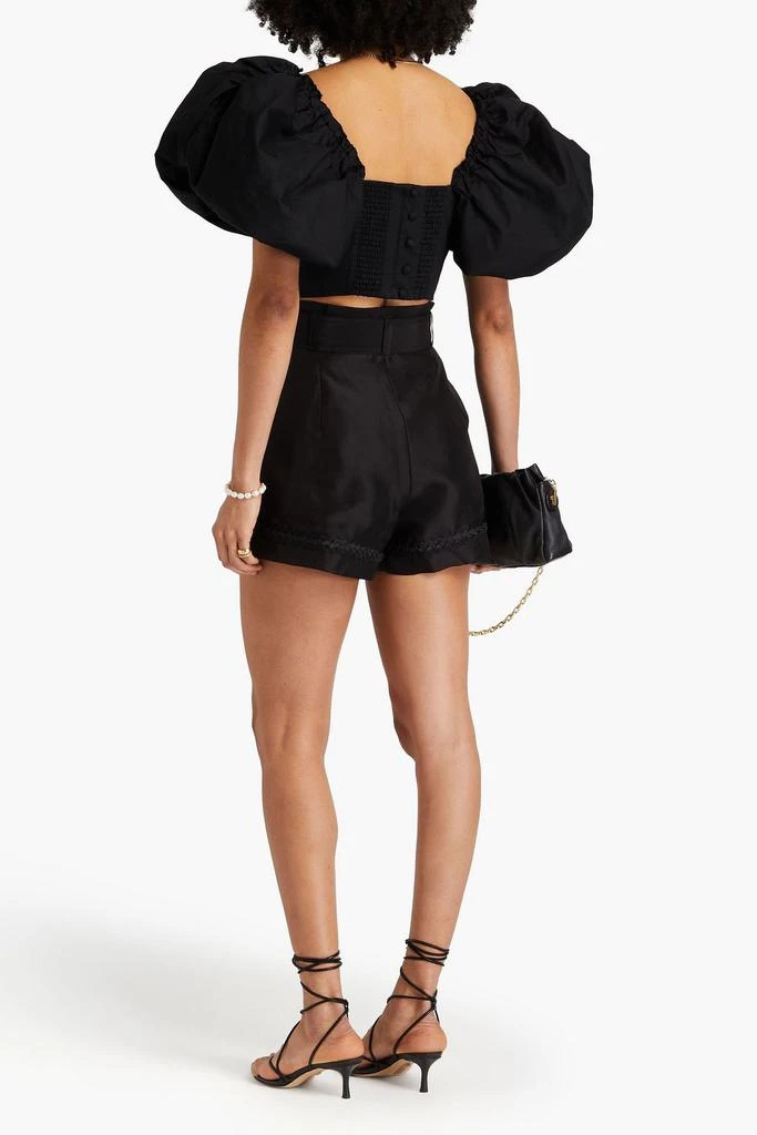 Aje Riveria belted silk-organza shorts 3