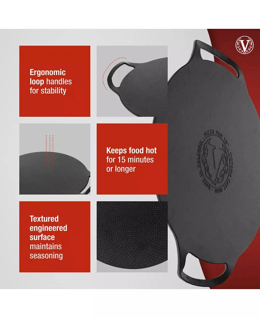 Victoria 15-Inch Cast Iron Preseasoned Comal Pizza Pan with 2 Side Handles 4