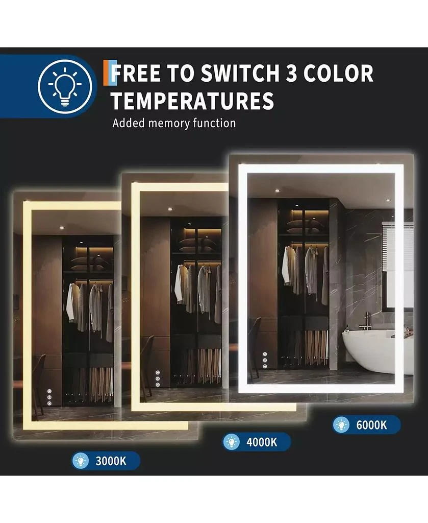 Homfan LED Bathroom Mirror with Front and Backlit Illumination, Dimmable Smart Vanity Mirror with Anti-Fog Feature, Memory Function 4