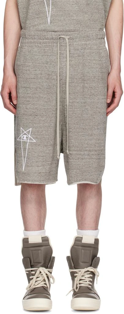 Rick Owens Gray Champion Edition Beveled Pods Shorts 1