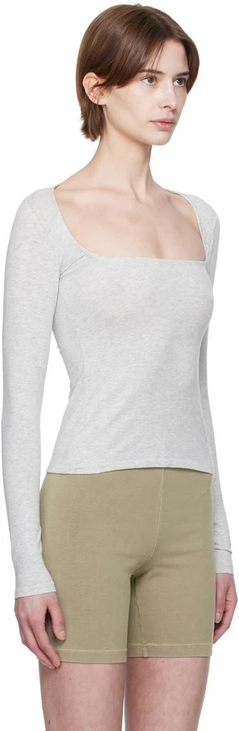 SKIMS Gray Cotton Jersey Scoop Neck Long Sleeve T-shirt 2