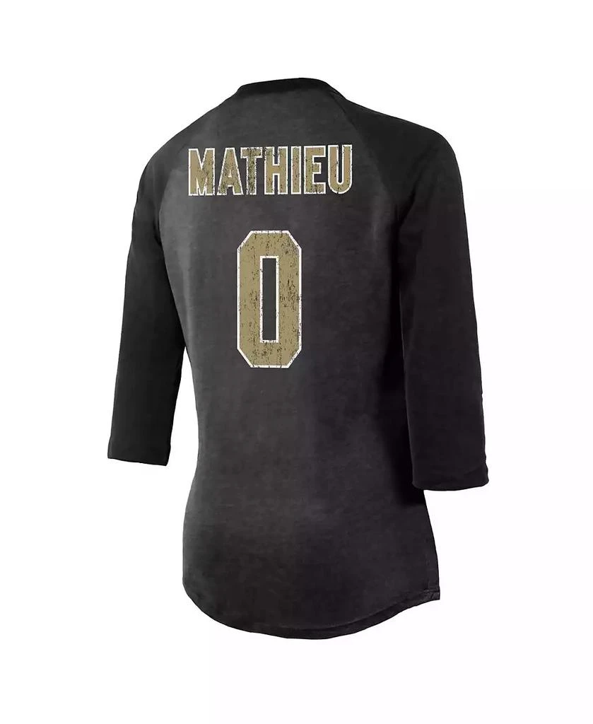Majestic Women's Threads Tyrann Mathieu Black New Orleans Saints Name & Number Raglan 3/4 Sleeve T-shirt 3