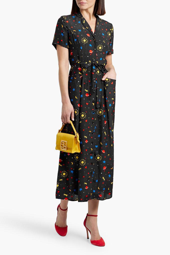 HVN Maria printed silk midi dress