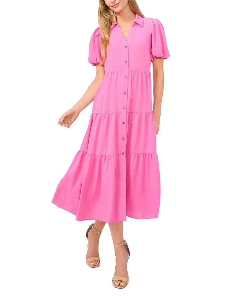 CeCe Short Sleeve Tiered Maxi Shirt Dress 1