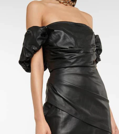Zeynep Arçay Leather off-the-shoulder minidress 5