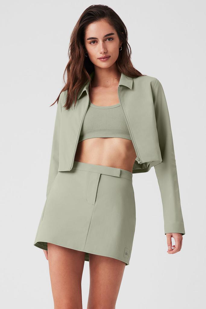s*0様 alo Cropped Micro Plisse Jacket M ブ Cropped Micro Plisse Jacket - Spruce Green | ALO