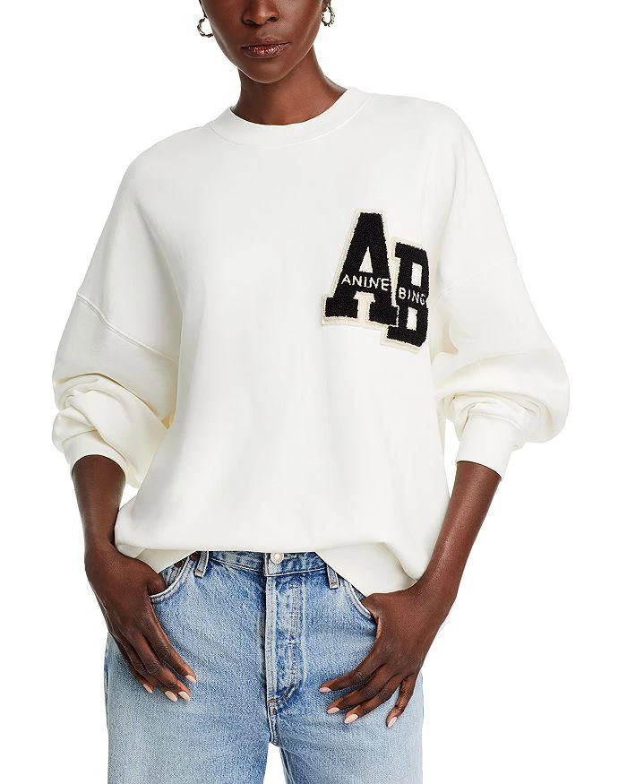 ANINE BING Miles Varsity Letter Oversized Sweatshirt 1