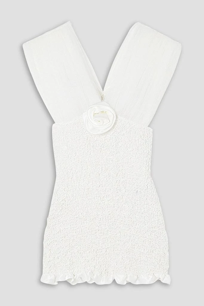Alessandra Rich Appliquéd shirred silk-satin and tulle mini dress 1