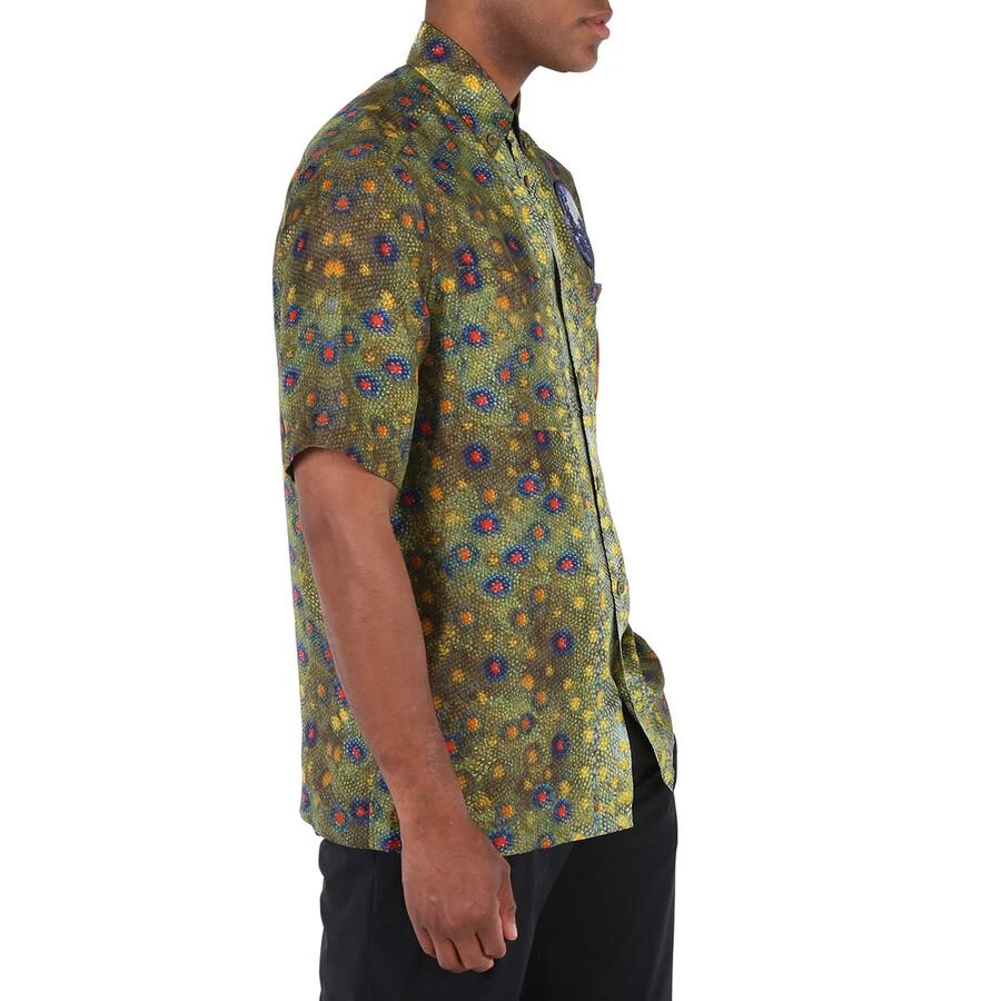 Burberry Men's Fish Scale-Print Applique Short Sleeve Shirt 2