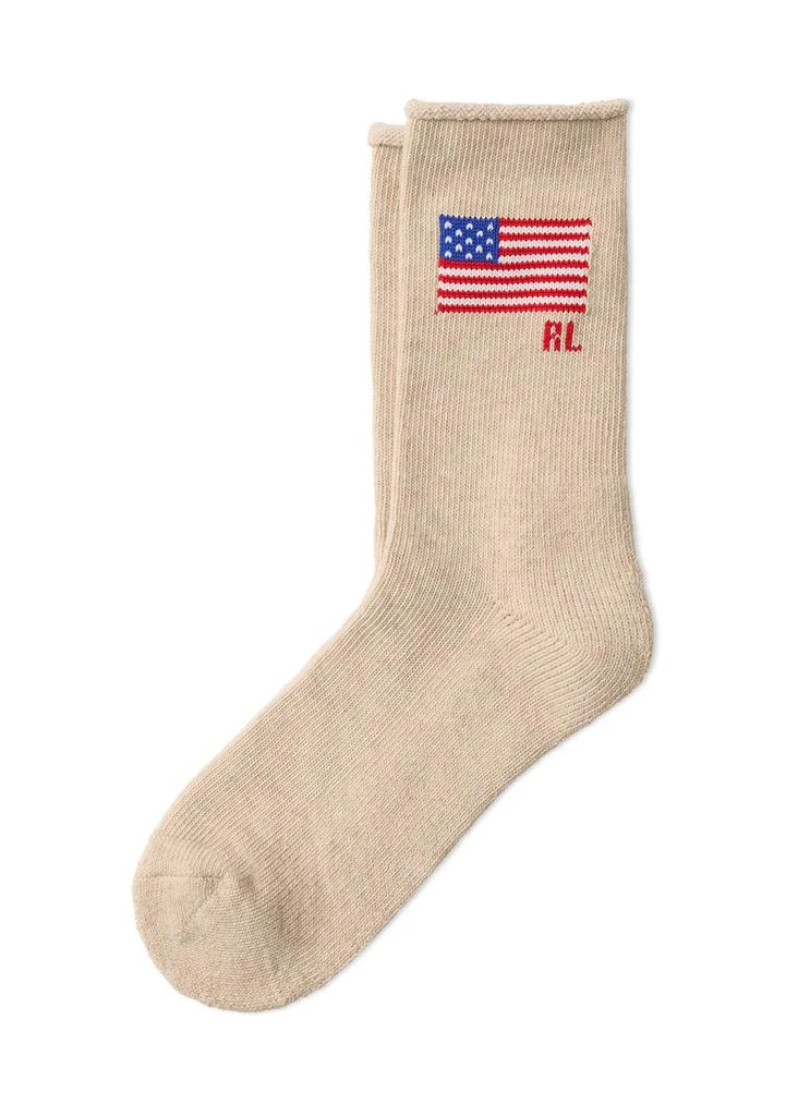 Ralph Lauren Roll Top RL Flag Crew Socks