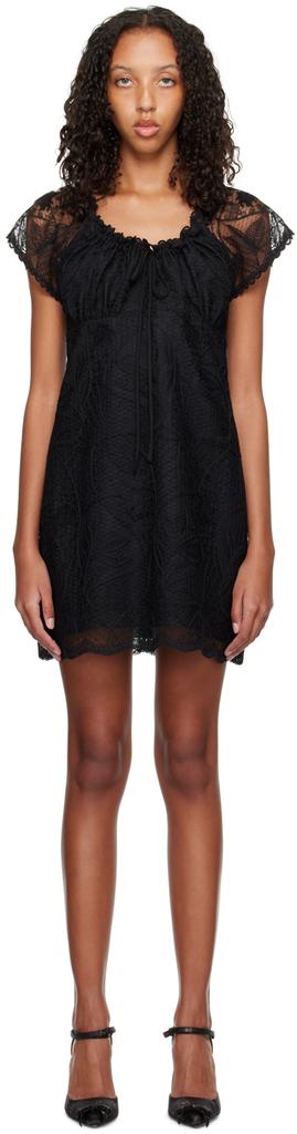 Anna Sui Black Floral Minidress