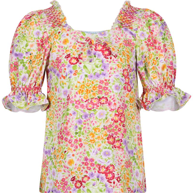 Abel & Lula Floral print puff sleeves colorful blouse