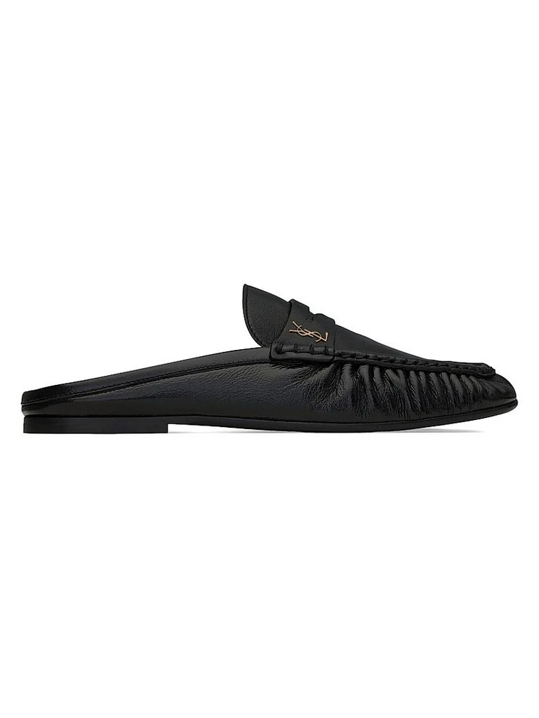 Yves Saint Laurent Le Loafer Mules in Shiny Creased Leather
