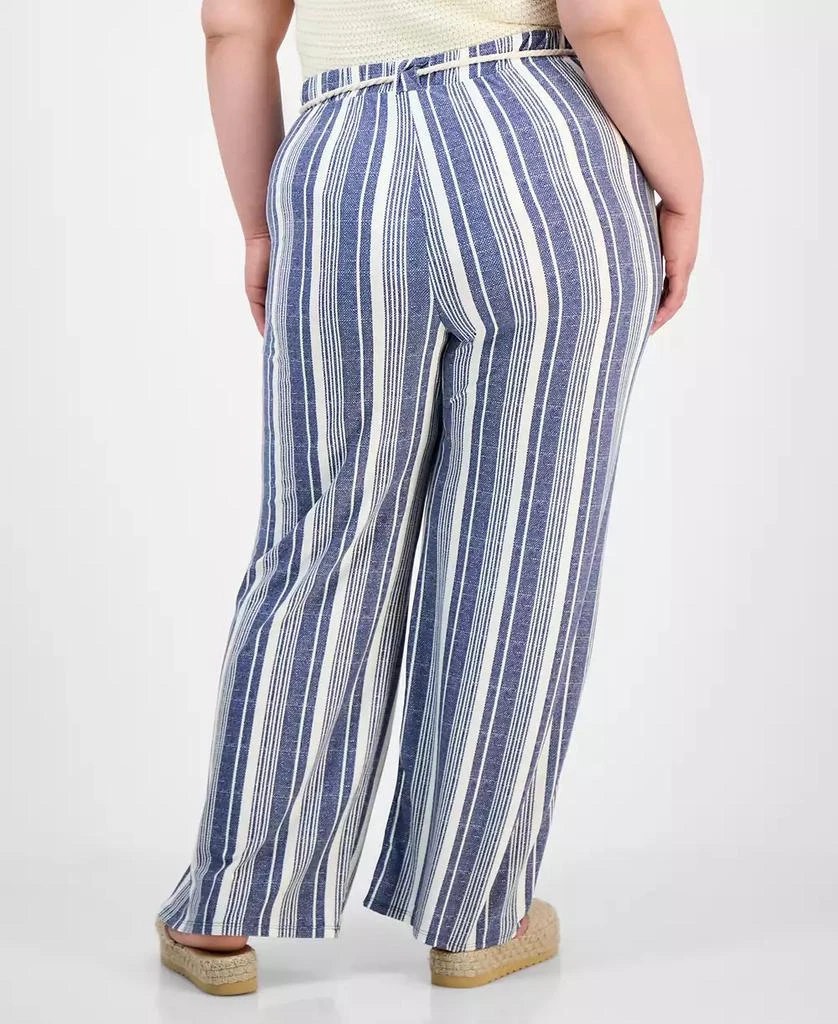 Derek Heart Trendy Plus Size Printed Rope-Belt Stretch Pants 2