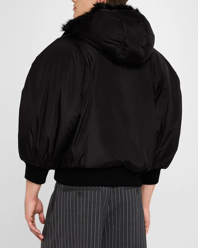 Simone Rocha Men's Puff-Sleeve Bomber Jacket with Faux Fur 3