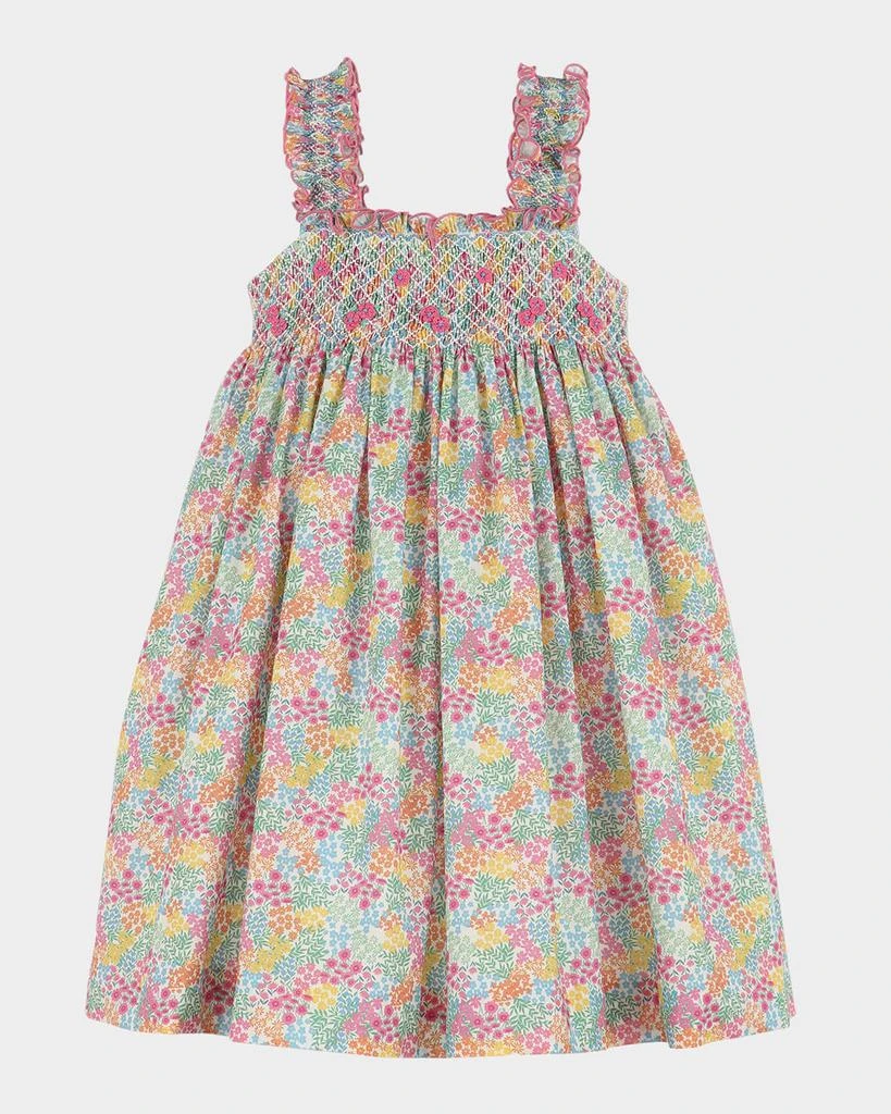 Luli & Me Girl's Floral-Print Jamboree Smocked Dress, Size 4-6X 1
