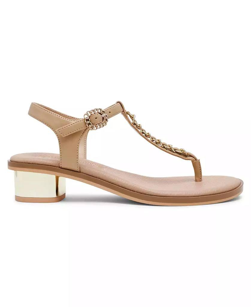 Anne Klein Women's Tessa T Strap Chain Block Heel Dress Sandals 2