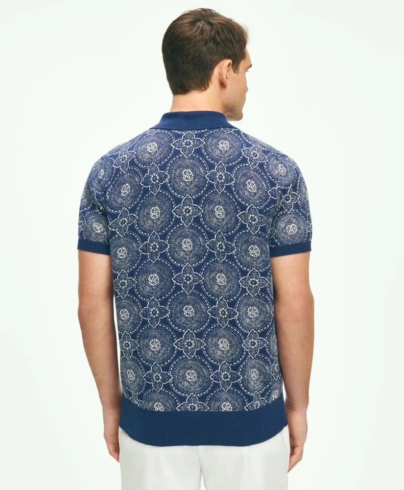 Brooks Brothers Cotton Polo Cardigan In Batik-Inspired Block Print 8