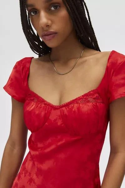 Kiss The Sky Kiss The Sky Bella Rossa Flora Jacquard Satin Midi Dress 2