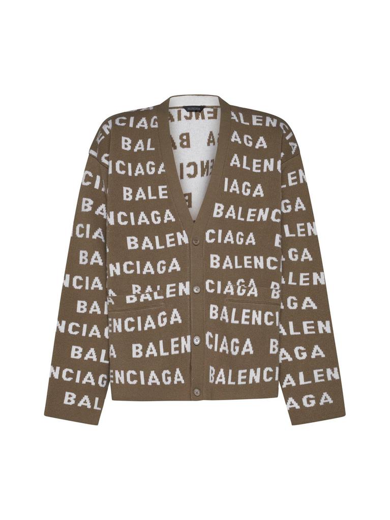 Shop Balenciaga Logo Intarsia-Knit Cardigan on Sale at BeyondStyle