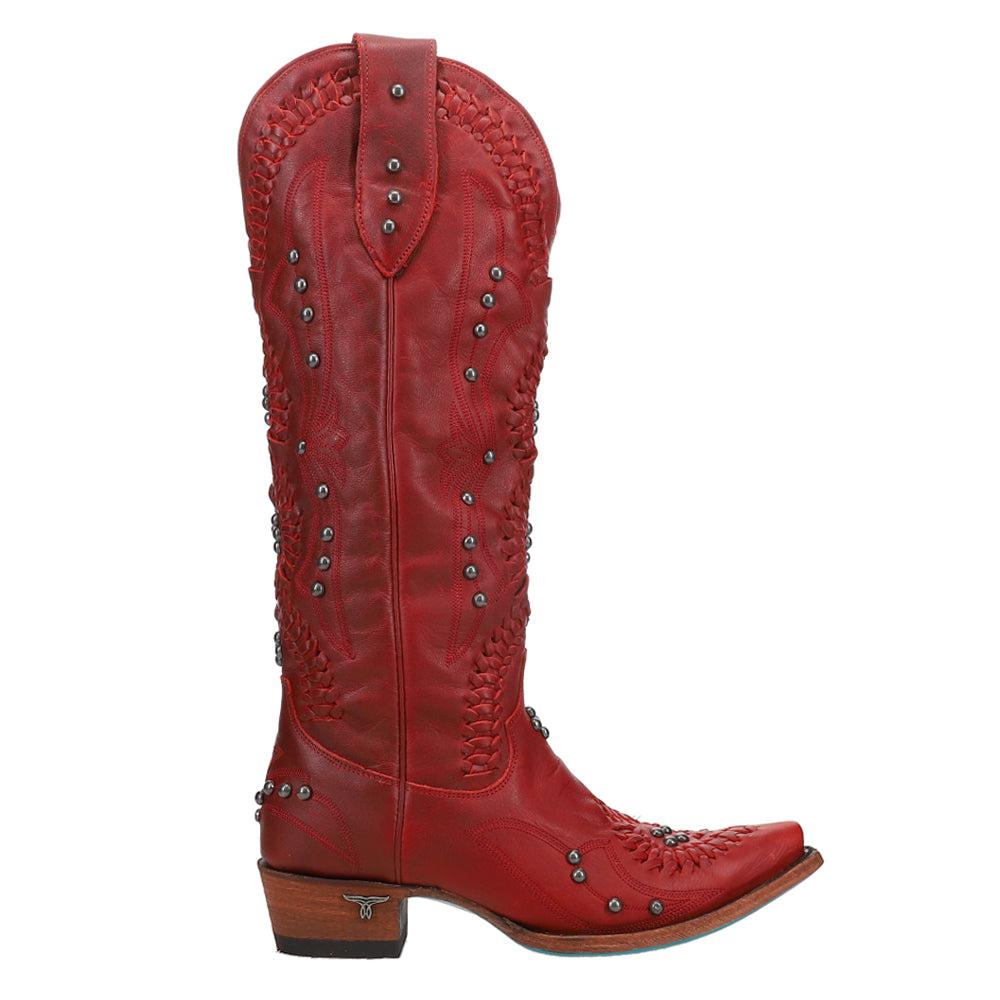 LANE Cossette Studded Embroidered Snip Toe Pull On Cowboy Boots