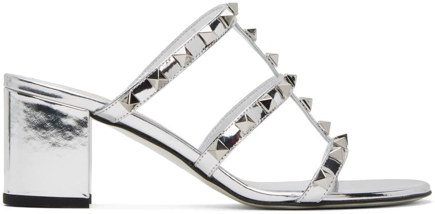 Valentino Silver Rockstud Heeled Sandals 1