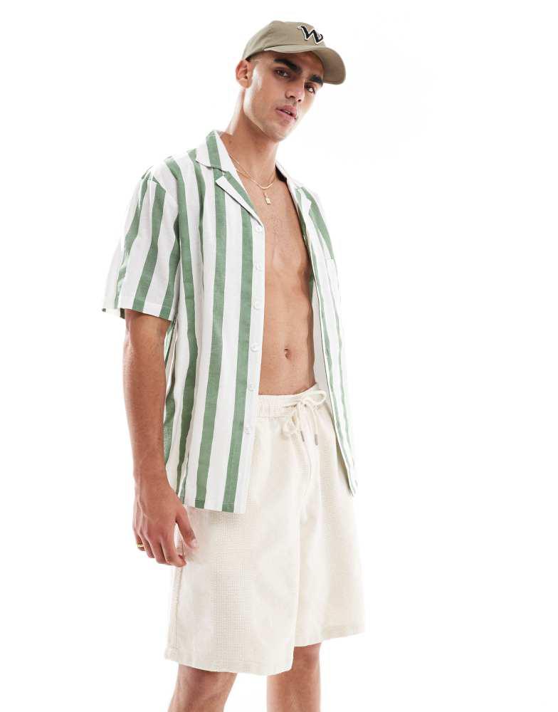 Pull&Bear Pull&Bear textured drawstring short co-ord in ecru