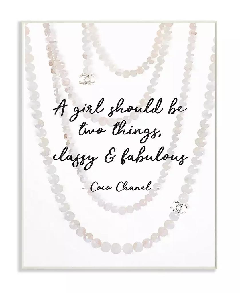 Stupell Industries Classy and Fabulous Fashion Quote with Pearls Wall Plaque Art, 13" L x 19" H