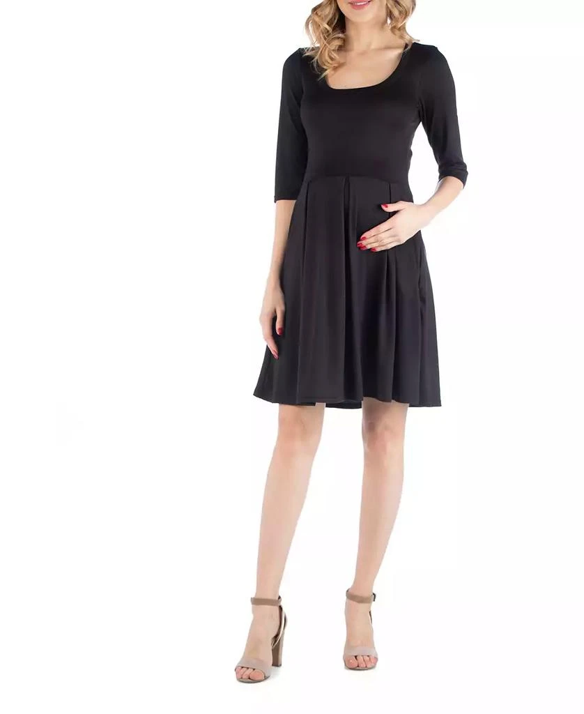 fit and flare maternity dress 24seven Comfort Apparel Women's Maternity Fit and Flare Dress - Green Multi