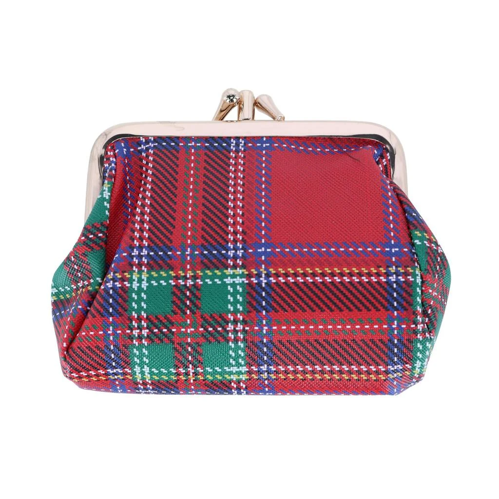 Buxton Women's Tartan Plaid Printed Vegan Leather Triple Frame Coin Purse 1